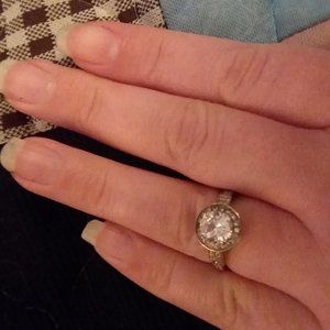 Cubic Zirconia Halo Ring! Size 7